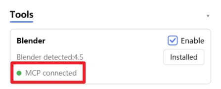 デスクトップアプリに MCP connected と表示